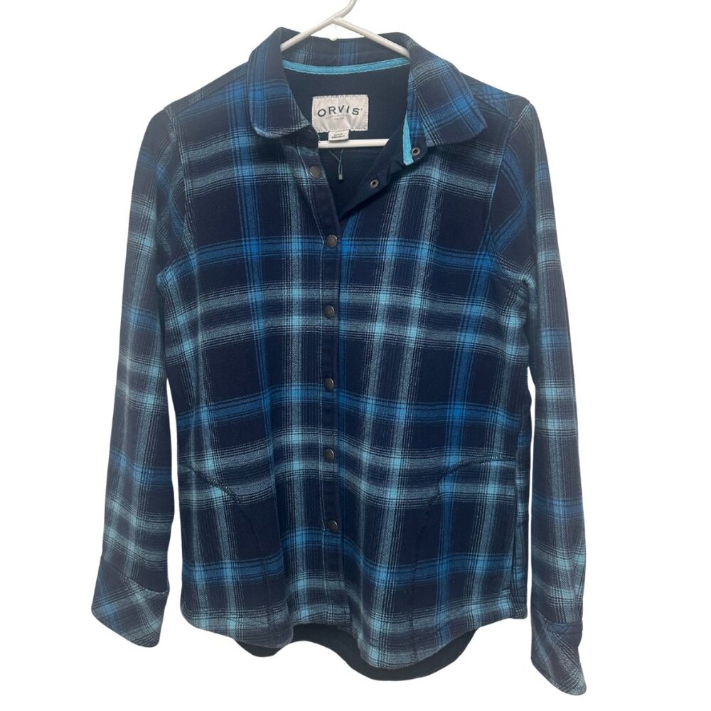 Orvis Blue Plaid Fleece Lined Shirt Jacket